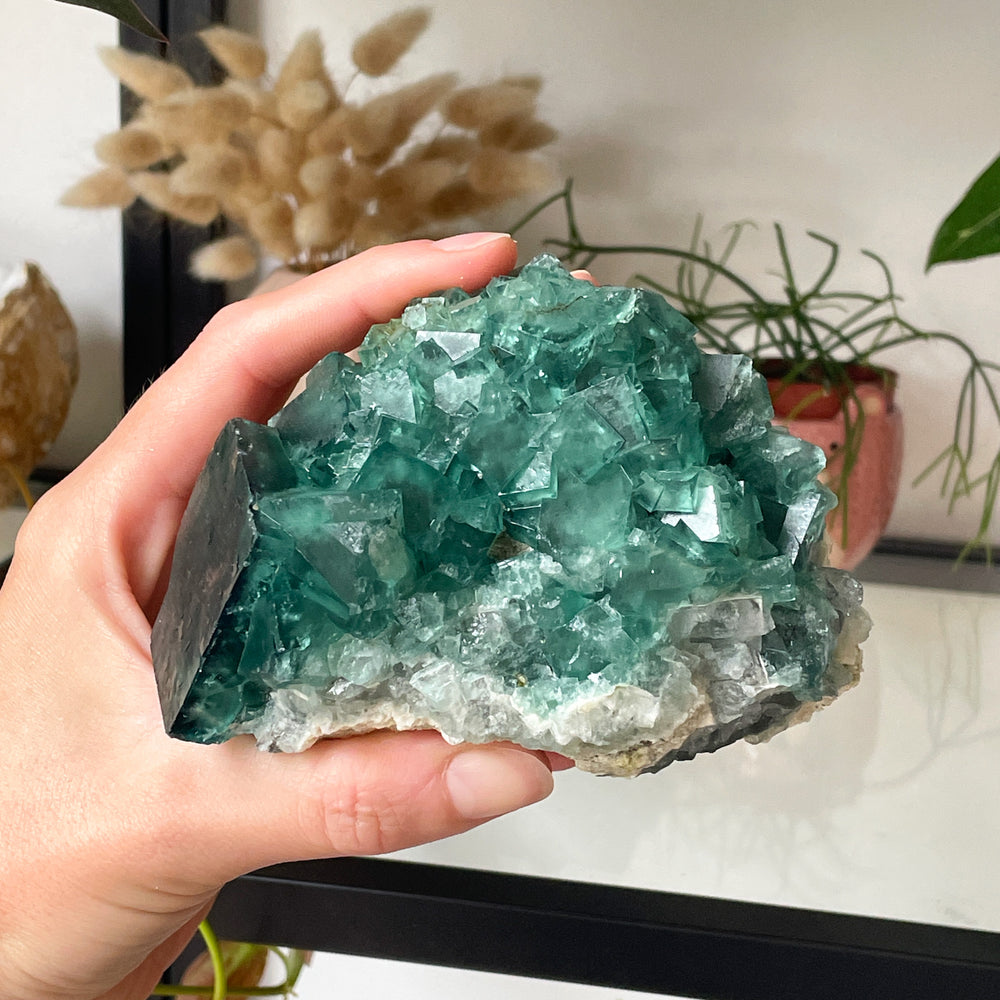 fluoriet groene ruwe steen brok edelsteen cluster mineralen