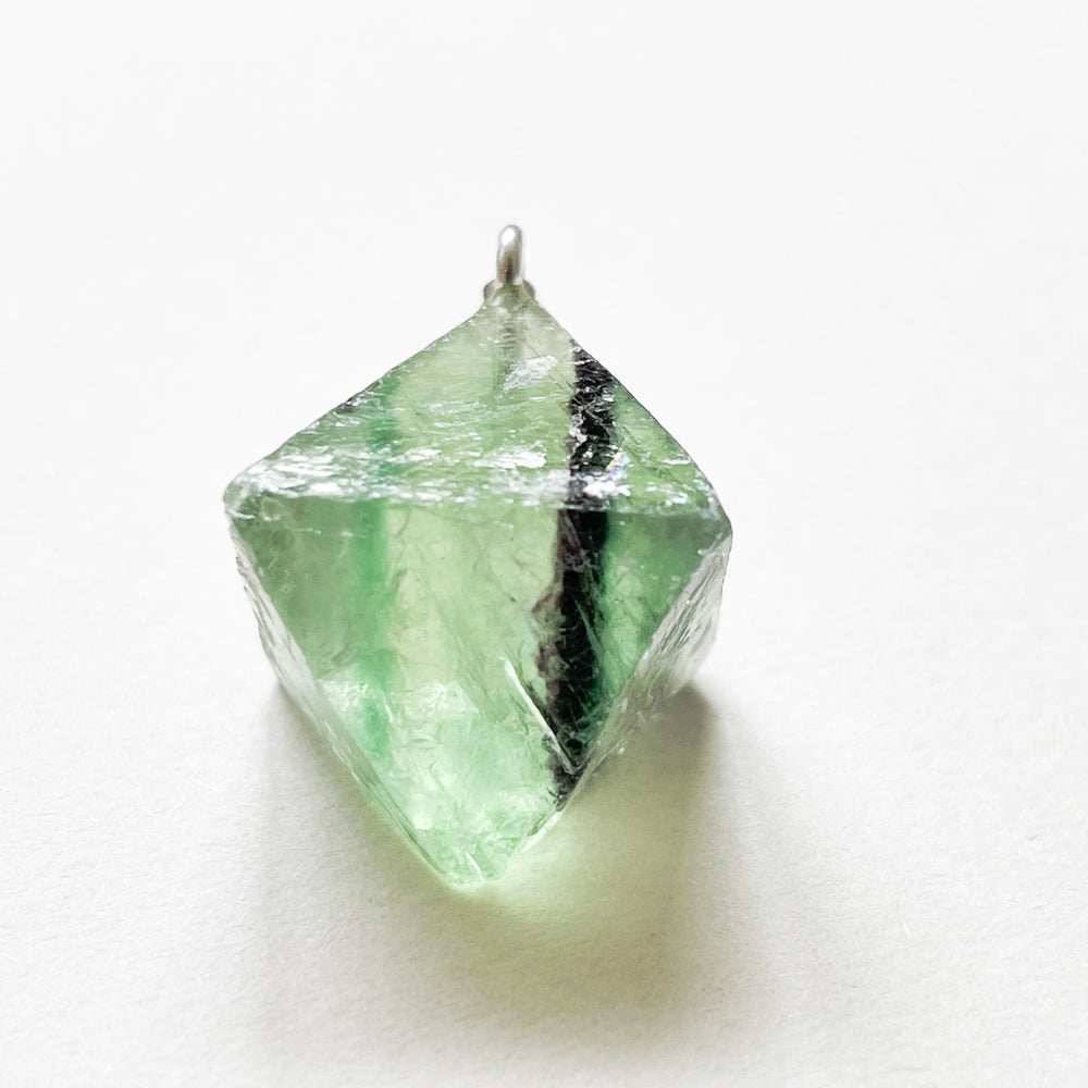 fluoriet octaëder groene hanger 925 sterling zilver edelstenen mineralen edelsteenhanger sieraden