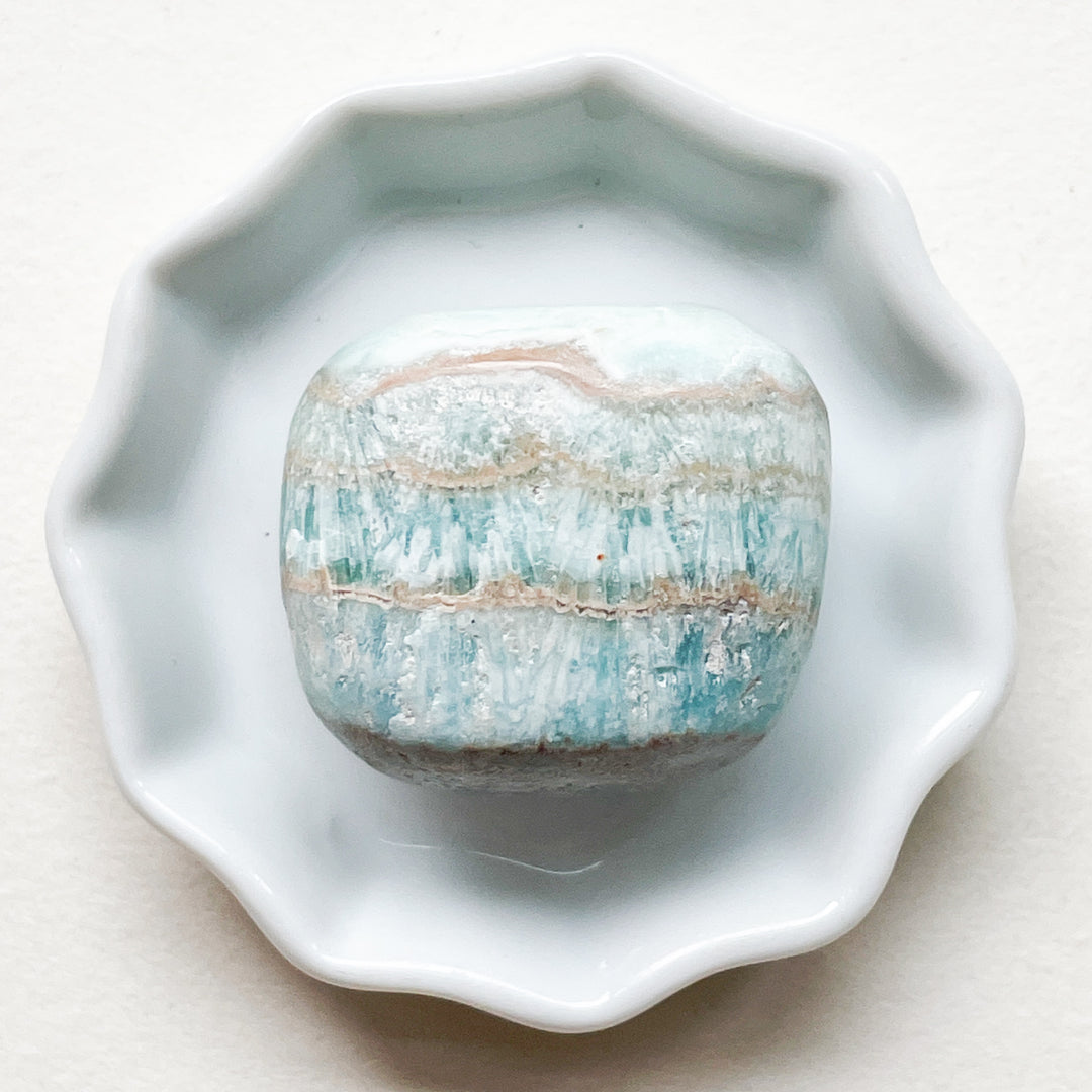 caribbean blue calciet trommelsteen knuffelsteen gepolijste edelsteen
