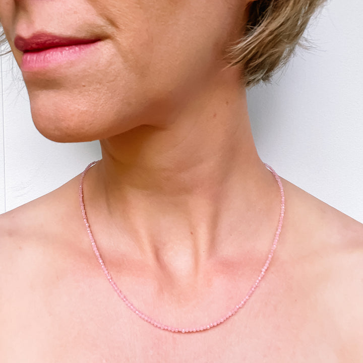 rozenkwarts edelsteenketting kralenketting edelsteen ketting facet gefacetteerd juwelen sieraden edelstenen 925 sterling zilver
