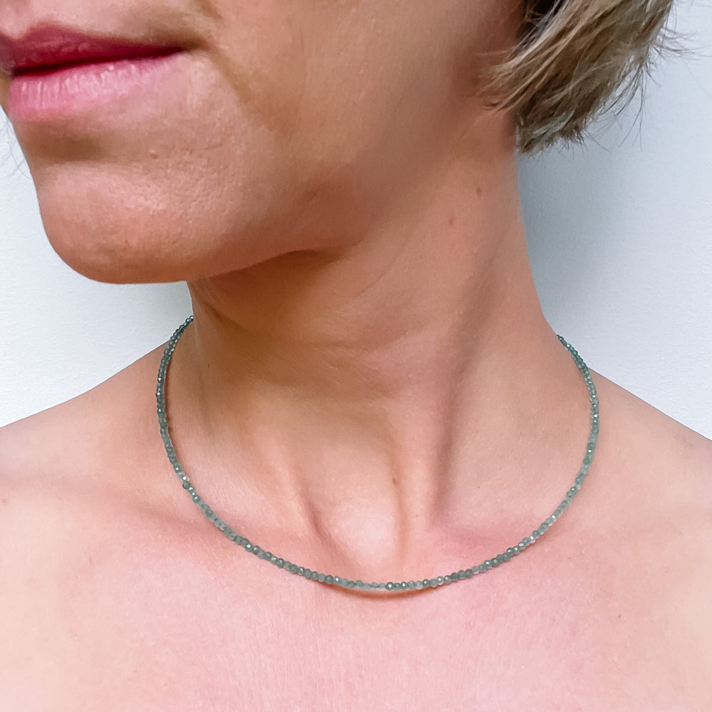 aventurijn edelsteenketting kralenketting edelsteen ketting facet gefacetteerd juwelen sieraden edelstenen 925 sterling zilver