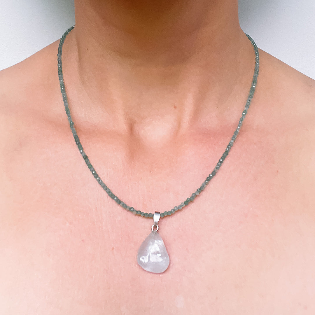 aventurijn edelsteenketting kralenketting edelsteen ketting facet gefacetteerd juwelen sieraden edelstenen 925 sterling zilver