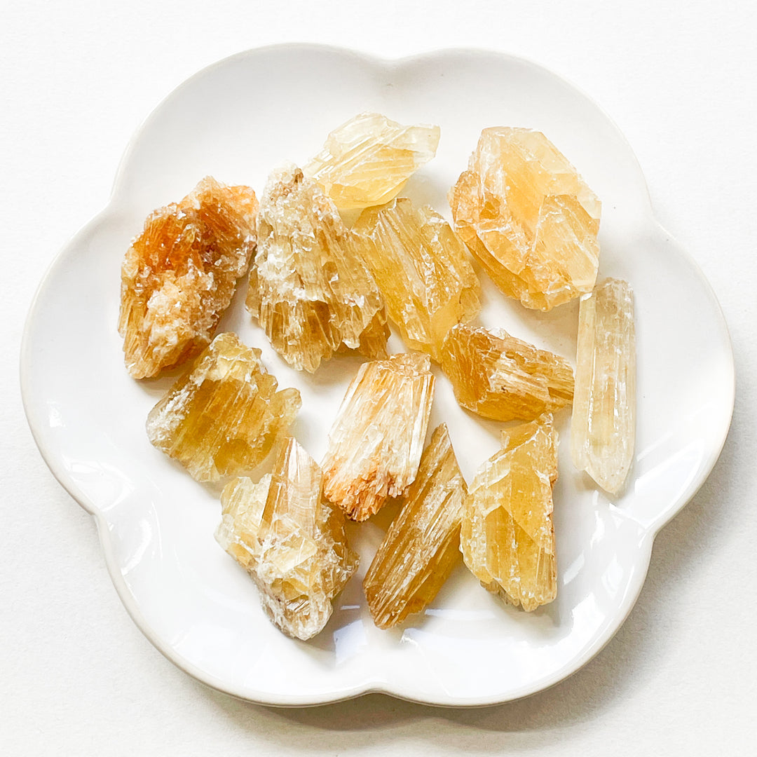 Honing calciet gele ruwe brok steen edelsteen mineraal