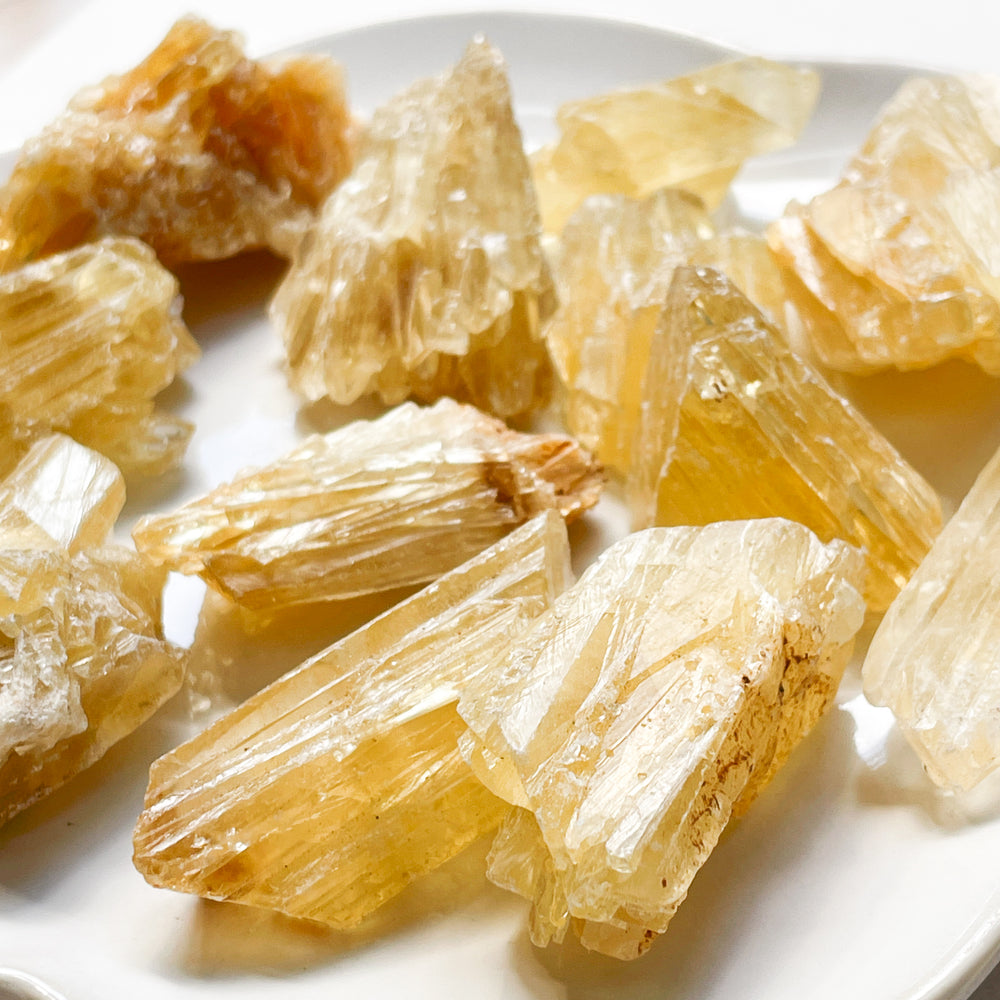 Honing calciet gele ruwe brok steen edelsteen mineraal