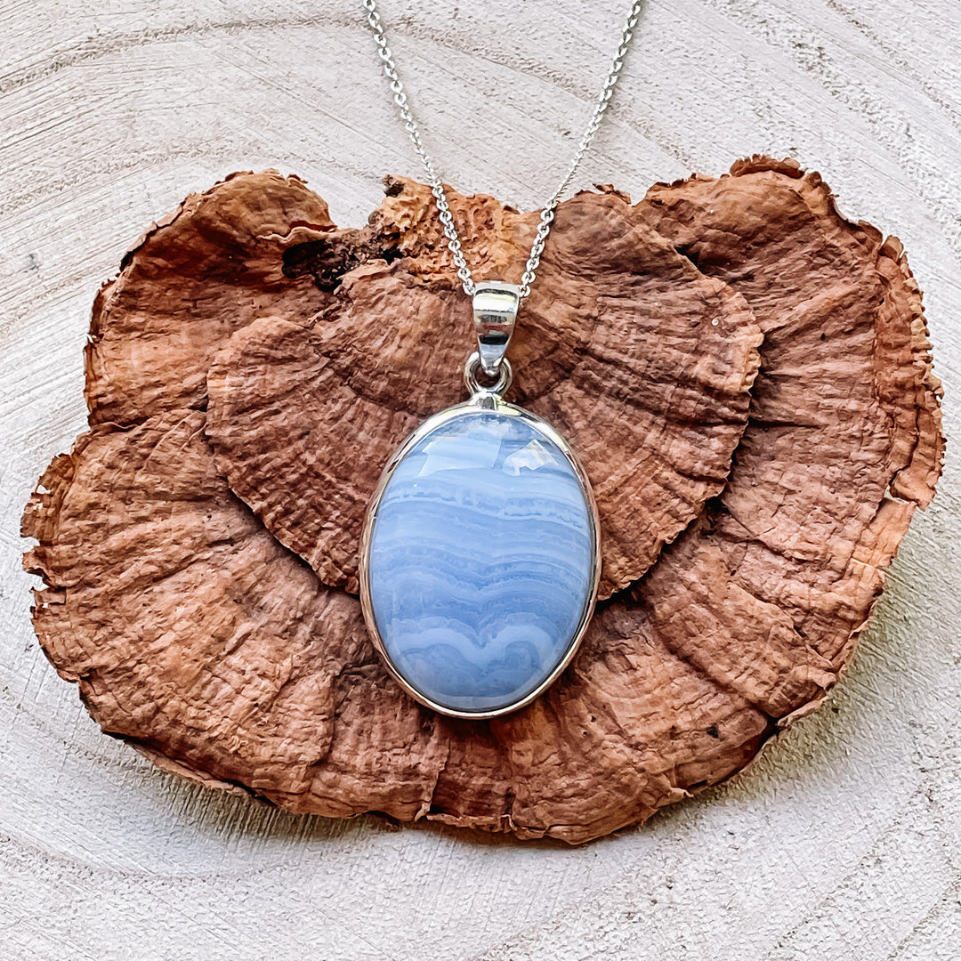 chalcedoon blauwe blue lace agaat luxe edelsteen hanger 925 sterling echt zilver 