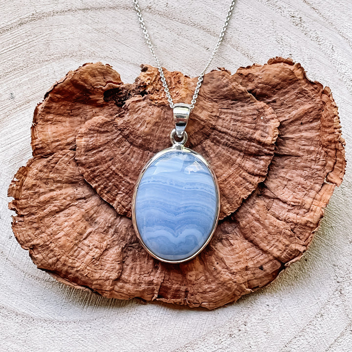 chalcedoon blauwe blue lace agaat luxe edelsteen hanger 925 sterling echt zilver 