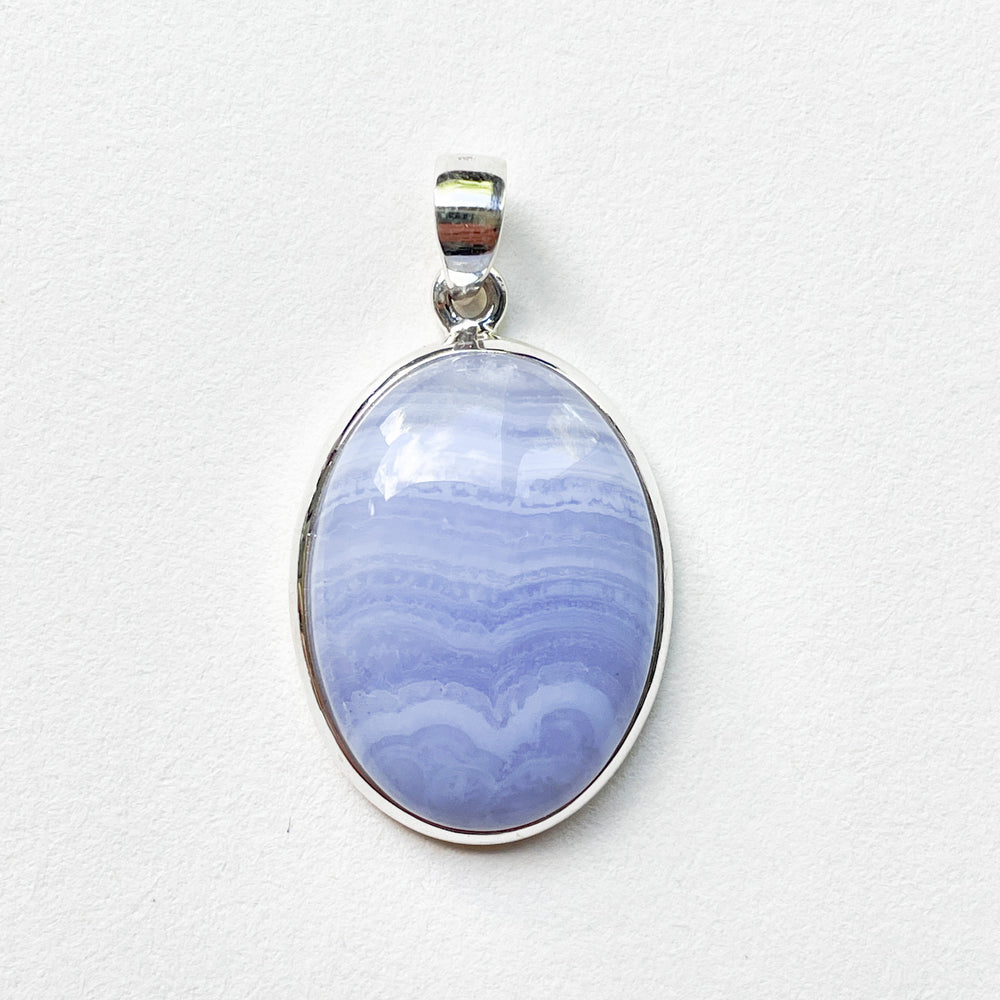 chalcedoon blauwe blue lace agaat luxe edelsteen hanger 925 sterling echt zilver 