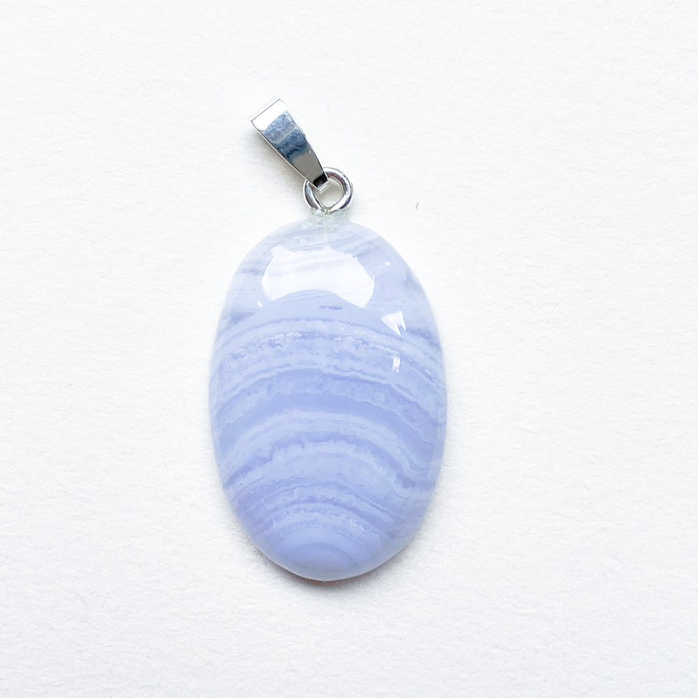 chalcedoon blue lace agaat edelsteen hanger edelsteenhanger 925 sterling zilver sieraad juweel