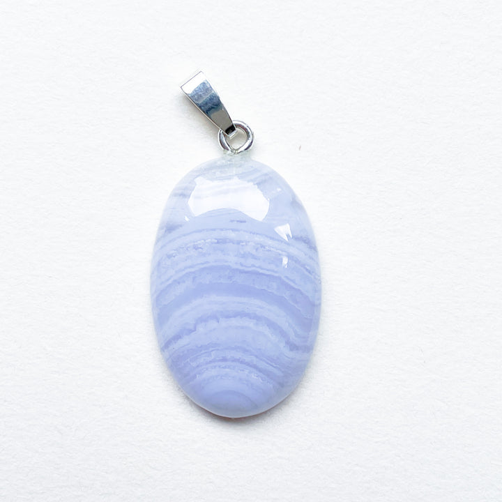 chalcedoon blue lace agaat edelsteen hanger edelsteenhanger 925 sterling zilver sieraad juweel