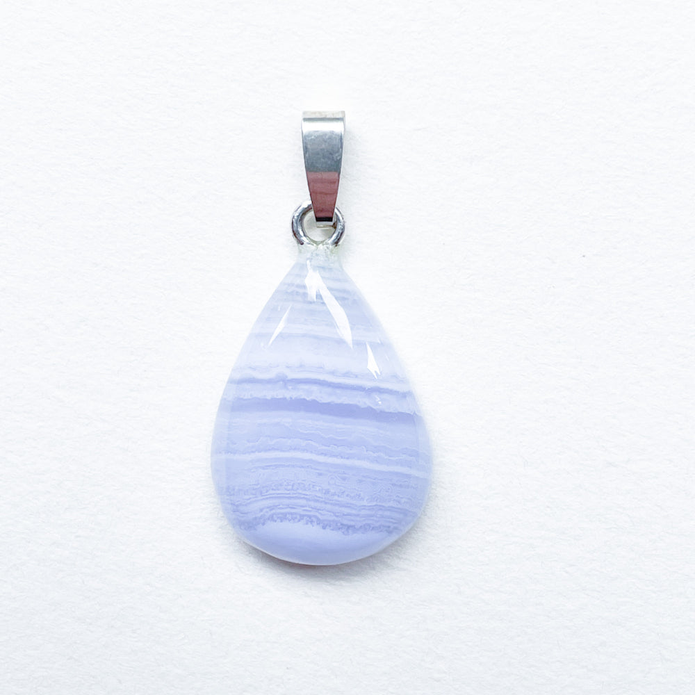 chalcedoon blue lace agaat edelsteen hanger edelsteenhanger 925 sterling zilver sieraad juweel