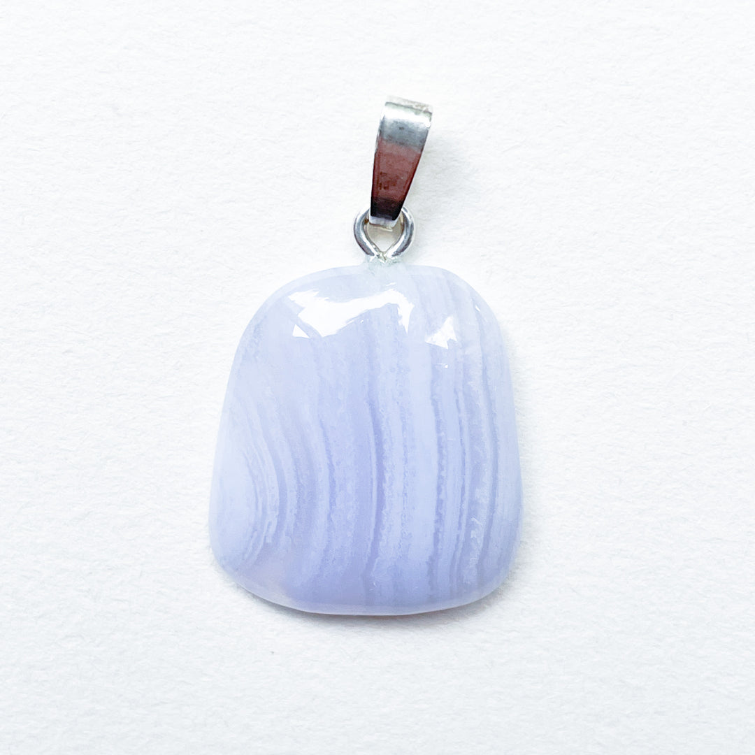 chalcedoon blue lace agaat edelsteen hanger edelsteenhanger 925 sterling zilver sieraad juweel