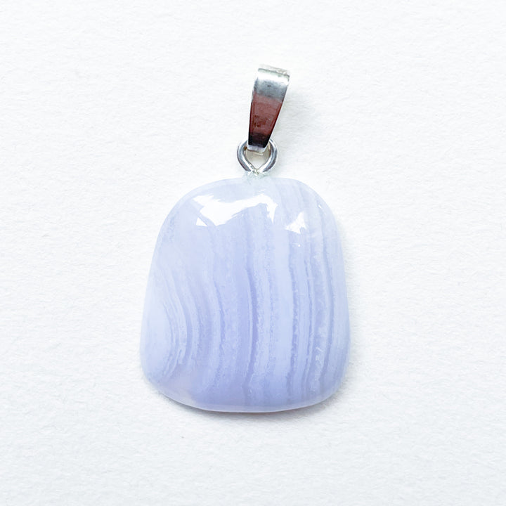 chalcedoon blue lace agaat edelsteen hanger edelsteenhanger 925 sterling zilver sieraad juweel