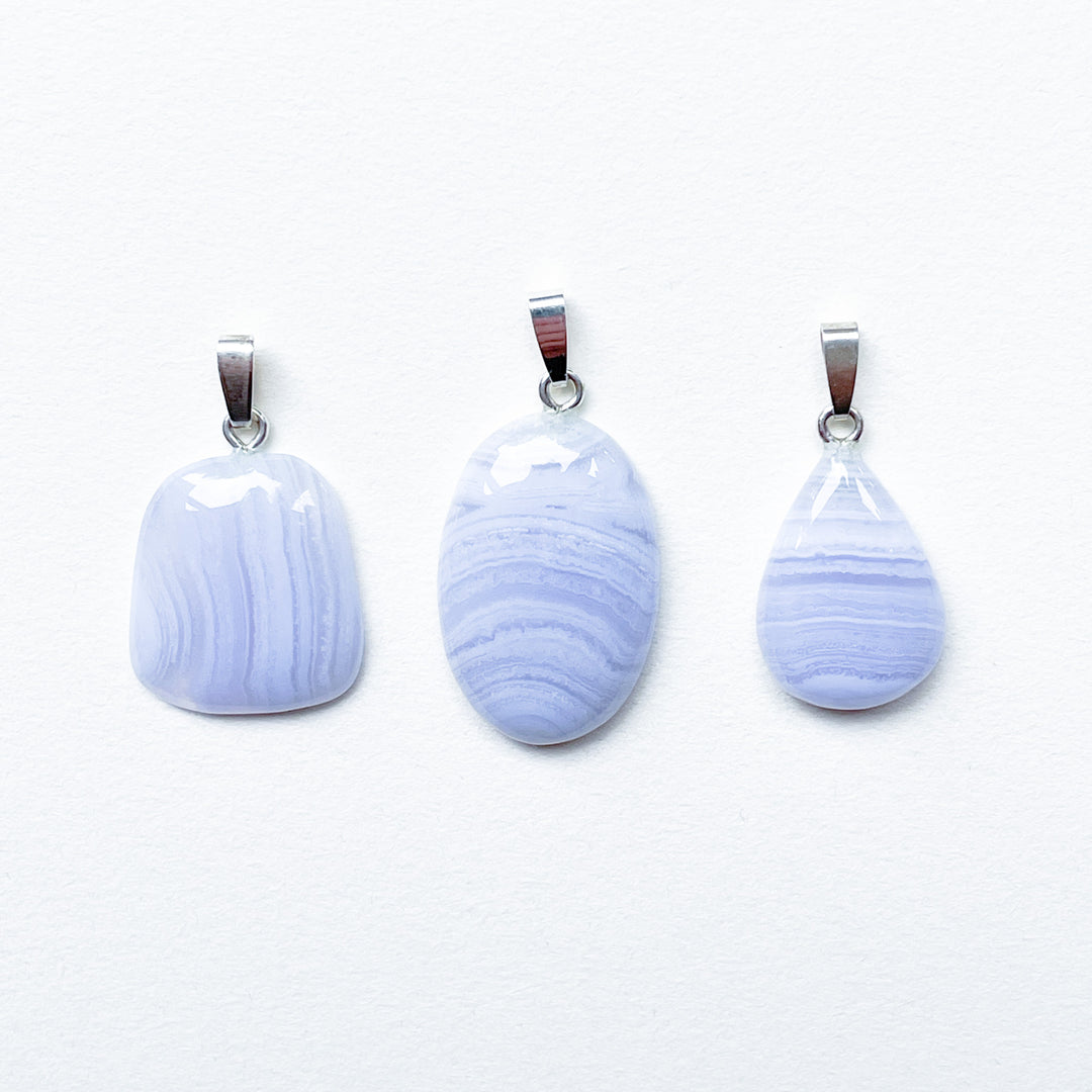 chalcedoon blue lace agaat edelsteen hanger edelsteenhanger 925 sterling zilver sieraad juweel