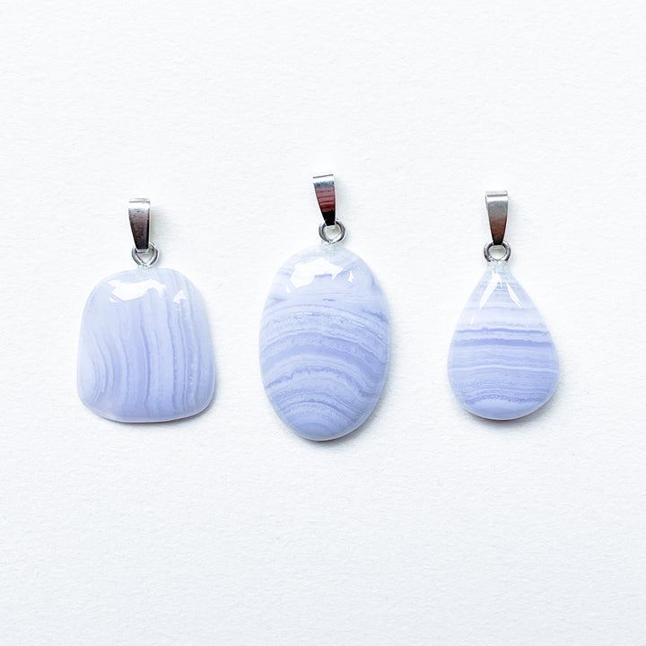 chalcedoon blue lace agaat edelsteen hanger edelsteenhanger 925 sterling zilver sieraad juweel