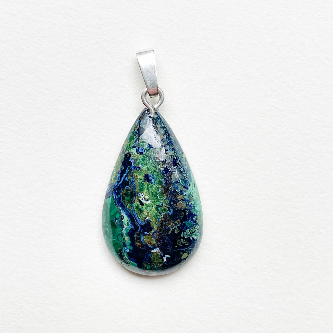 azuriet malachiet blauw groene edelsteen hanger 925 sterling zilver edelstenen sieraad juweel