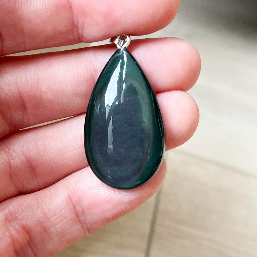 obsidiaan regenboog edelsteen hanger 925 sterling zilver edelstenen sieraad juweel