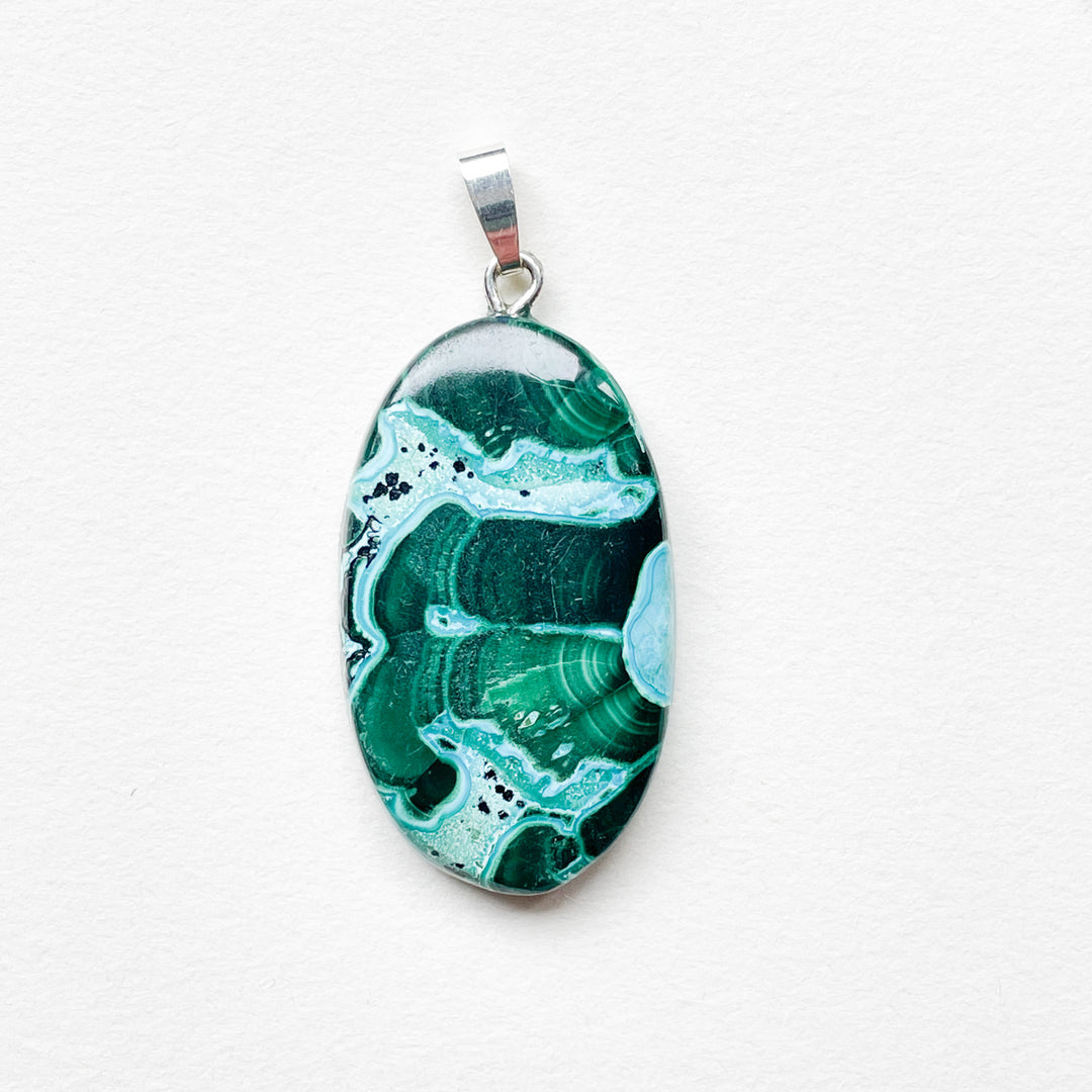 chrysocolla malachiet groene blauwe edelsteen hanger edelsteenhanger 925 sterling zilver sieraad juweel