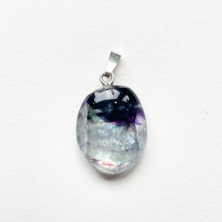 fluoriet regenboog premium edelsteen hanger 925 sterling zilver edelstenen juweel sieraad edelsteenhanger