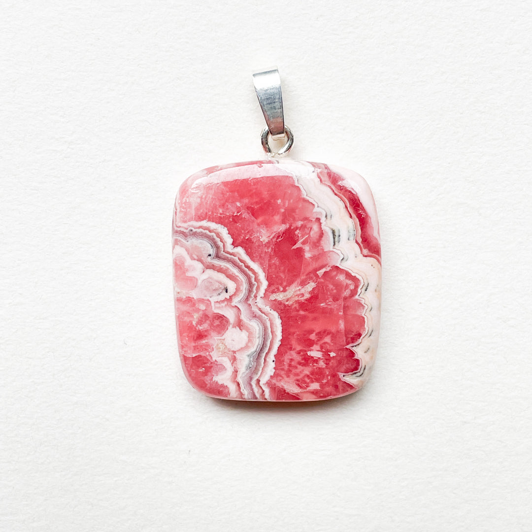 Rhodochrosiet roze premium hanger (925 sterling zilver)