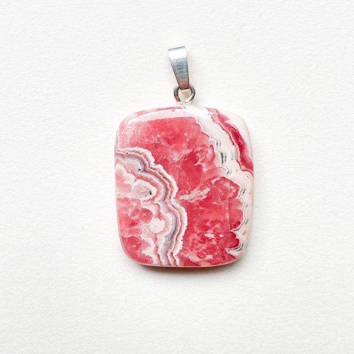 Rhodochrosiet roze premium hanger (925 sterling zilver)