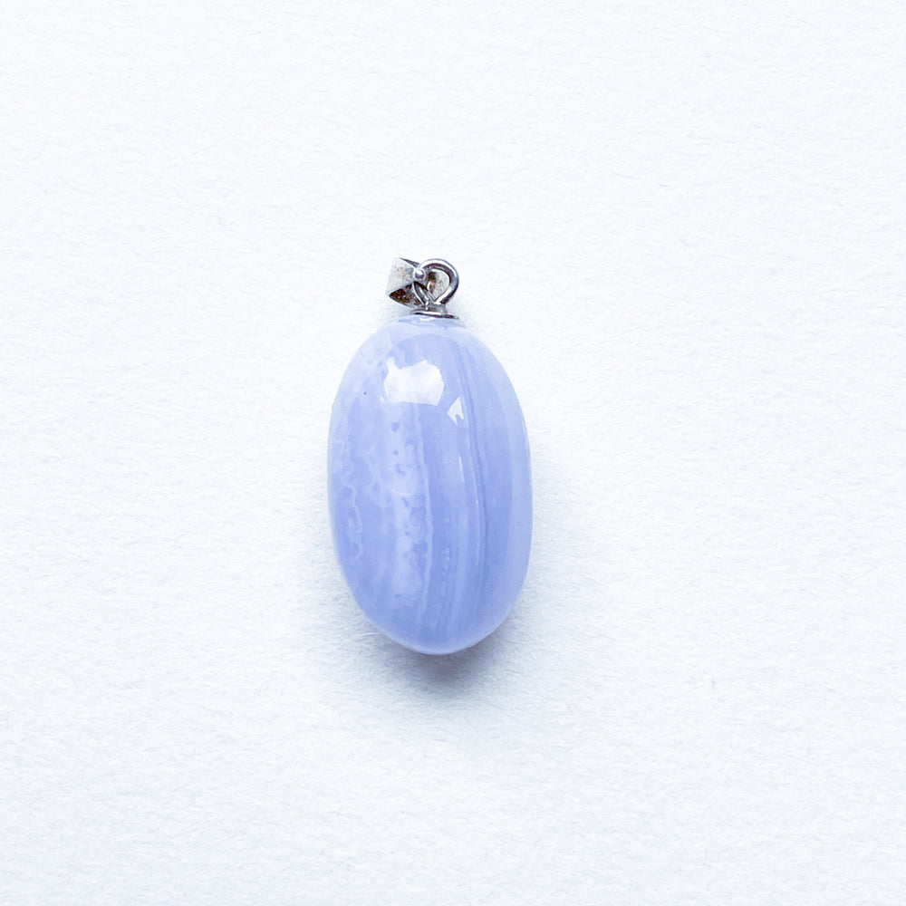 chalcedoon blue lace agaat blauwe edelsteen hanger 925 sterling zilver edelsteen sieraad ketting