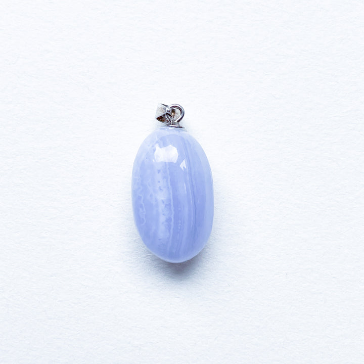 chalcedoon blue lace agaat blauwe edelsteen hanger 925 sterling zilver edelsteen sieraad ketting