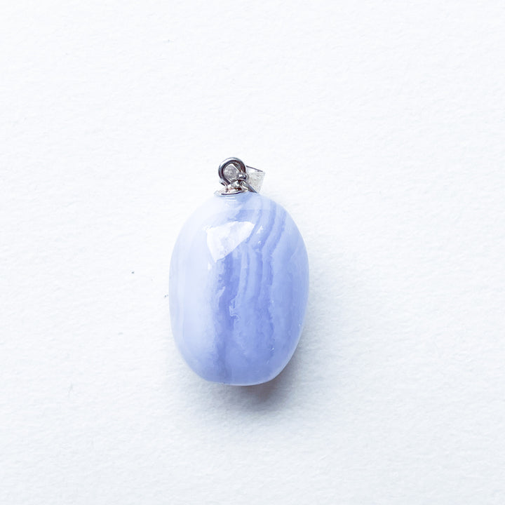 chalcedoon blue lace agaat blauwe edelsteen hanger 925 sterling zilver edelsteen sieraad ketting