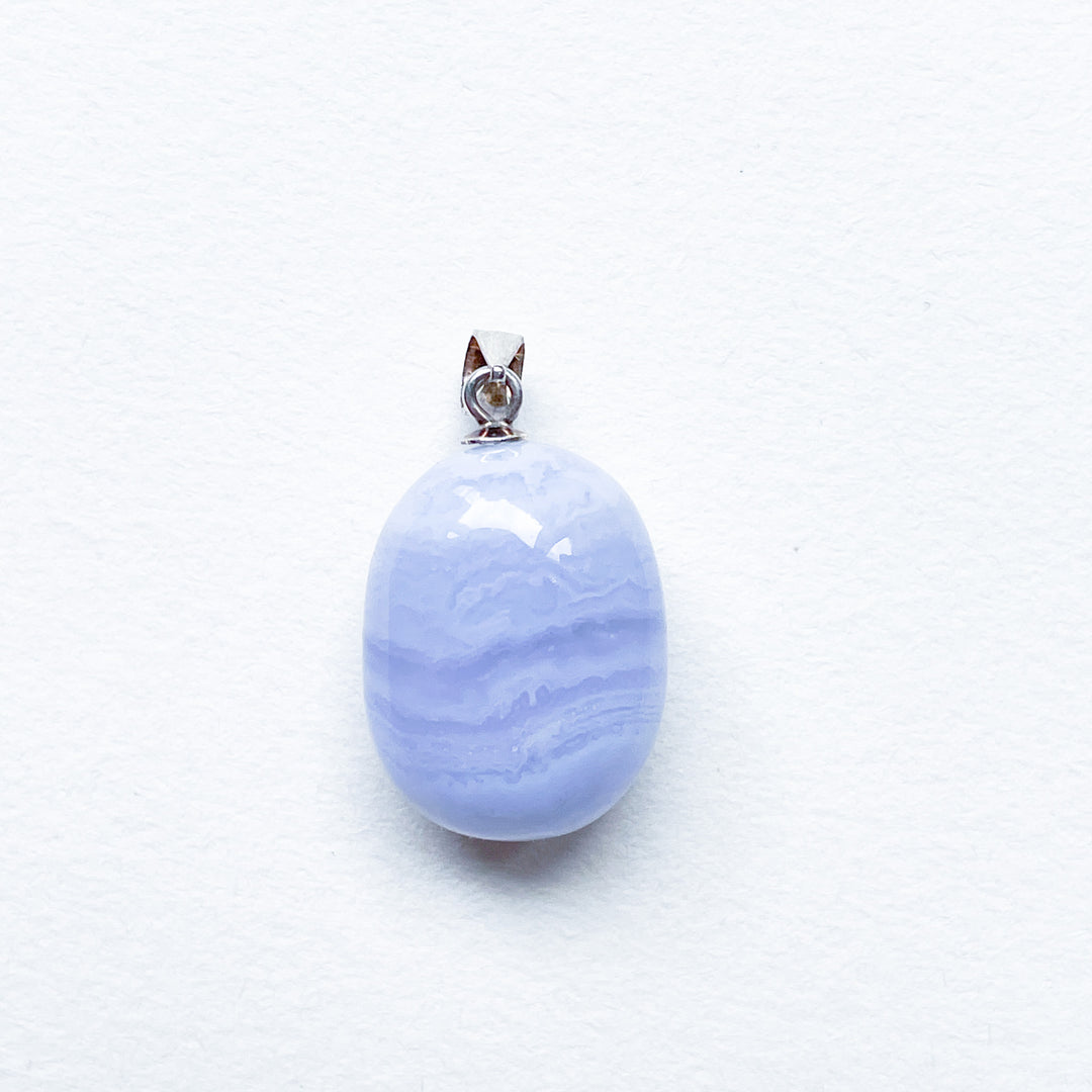 chalcedoon blue lace agaat blauwe edelsteen hanger 925 sterling zilver edelsteen sieraad ketting