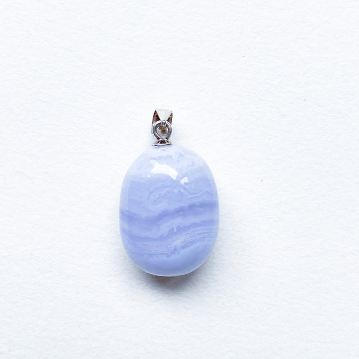 chalcedoon blue lace agaat blauwe edelsteen hanger 925 sterling zilver edelsteen sieraad ketting