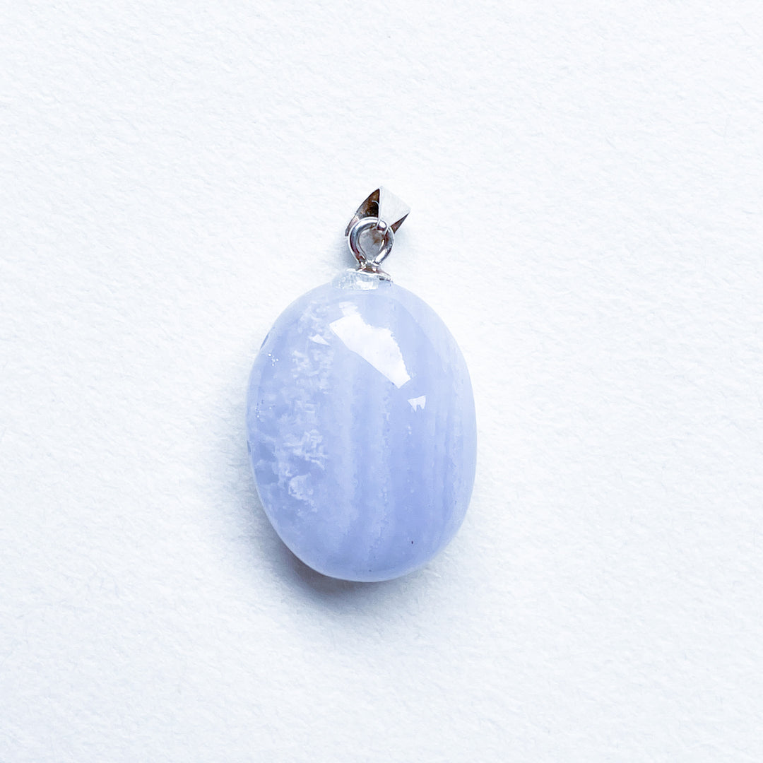 chalcedoon blue lace agaat blauwe edelsteen hanger 925 sterling zilver edelsteen sieraad ketting