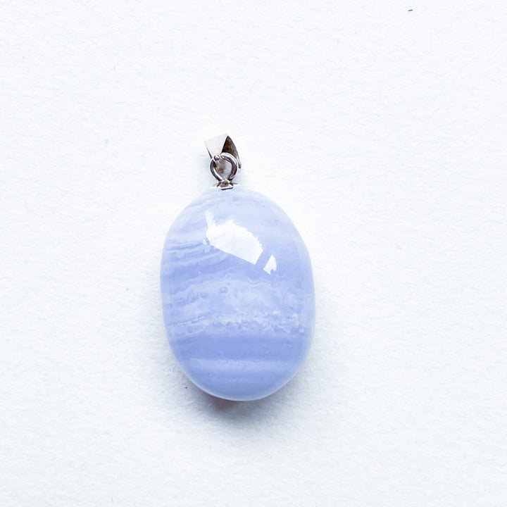 chalcedoon blue lace agaat blauwe edelsteen hanger 925 sterling zilver edelsteen sieraad ketting