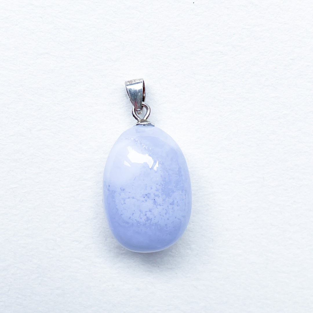 chalcedoon blue lace agaat blauwe edelsteen hanger 925 sterling zilver edelsteen sieraad ketting