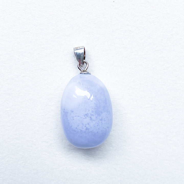 chalcedoon blue lace agaat blauwe edelsteen hanger 925 sterling zilver edelsteen sieraad ketting