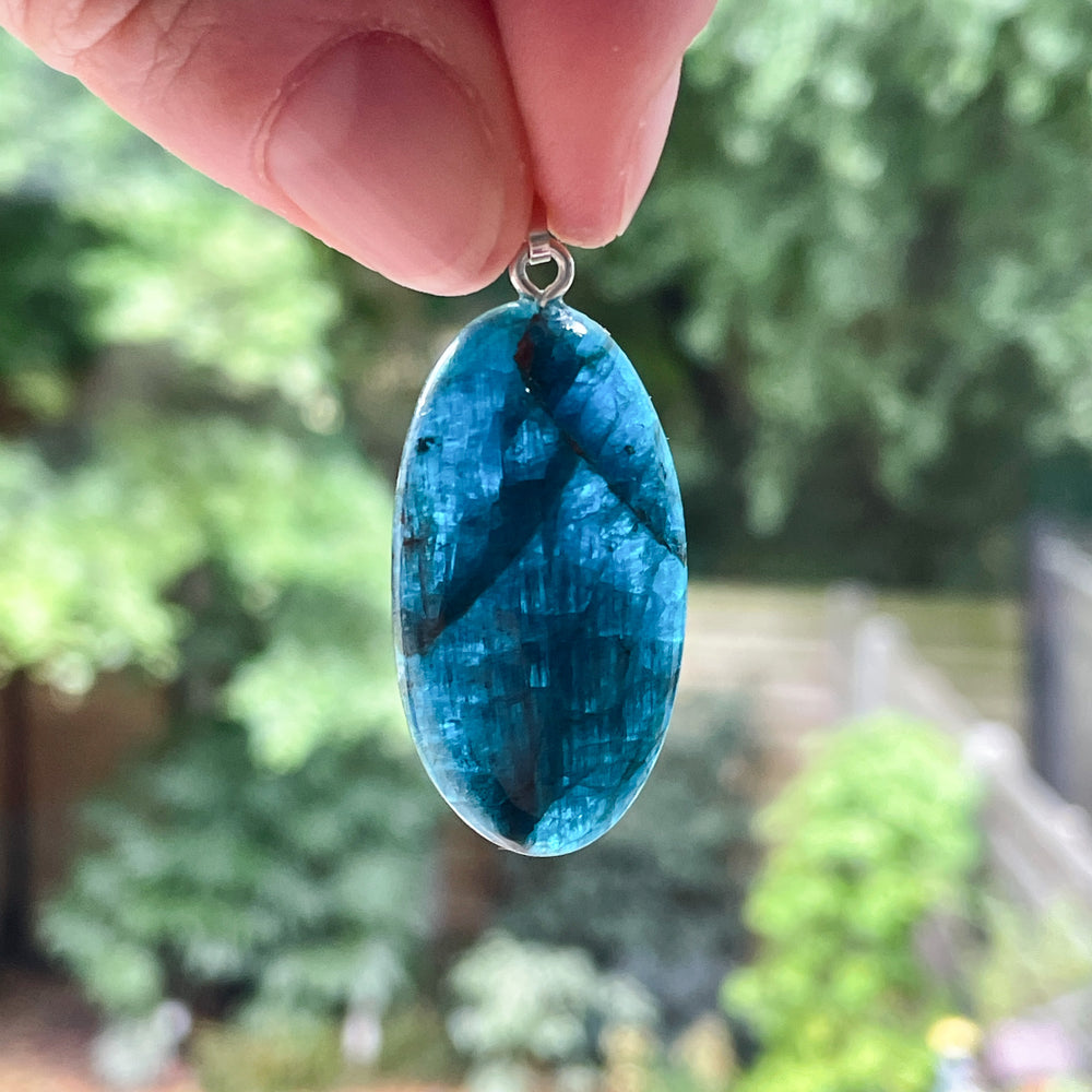 apatiet blauwe edelsteen hanger edelsteenhanger 925 sterling zilver sieraad juweel
