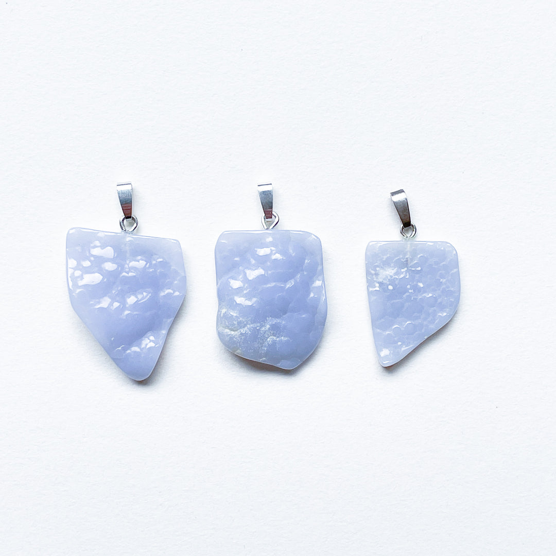 chalcedoon blue lace agaat edelsteen hanger edelsteenhanger 925 sterling zilver sieraad juweel