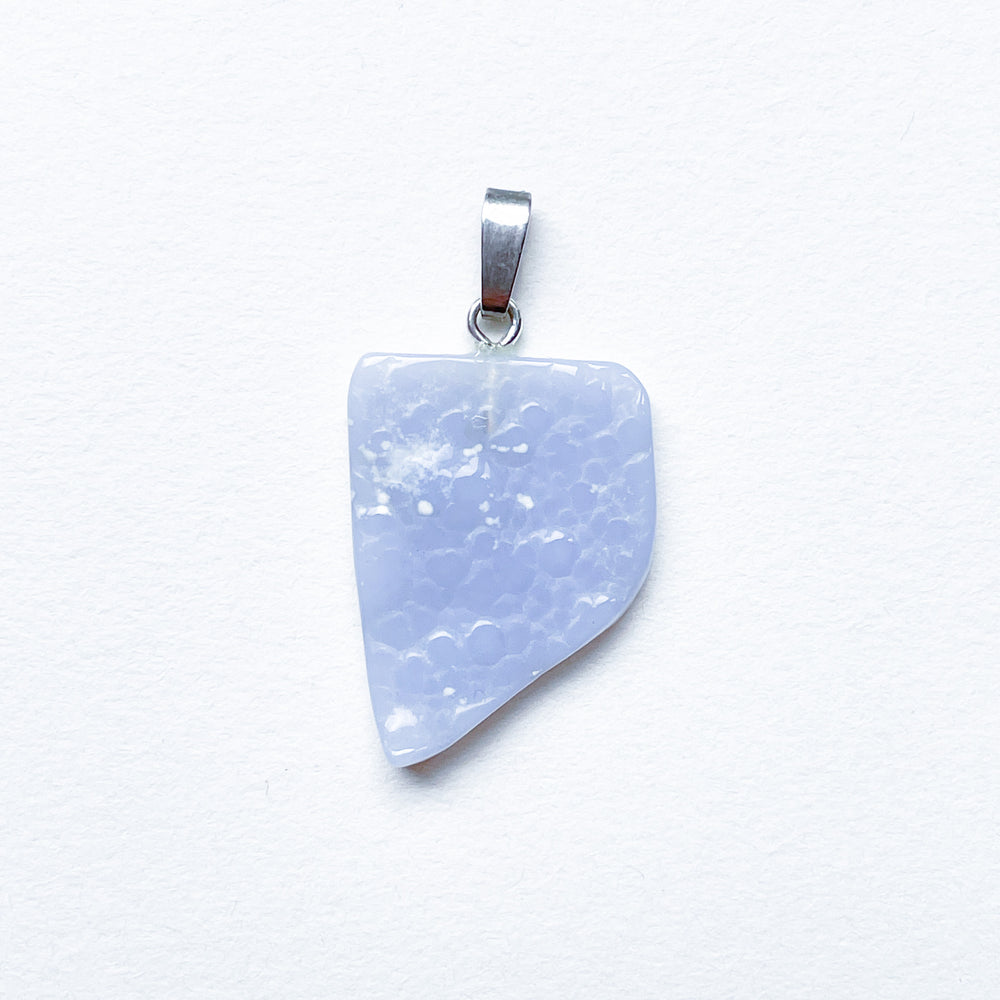 chalcedoon blue lace agaat edelsteen hanger edelsteenhanger 925 sterling zilver sieraad juweel