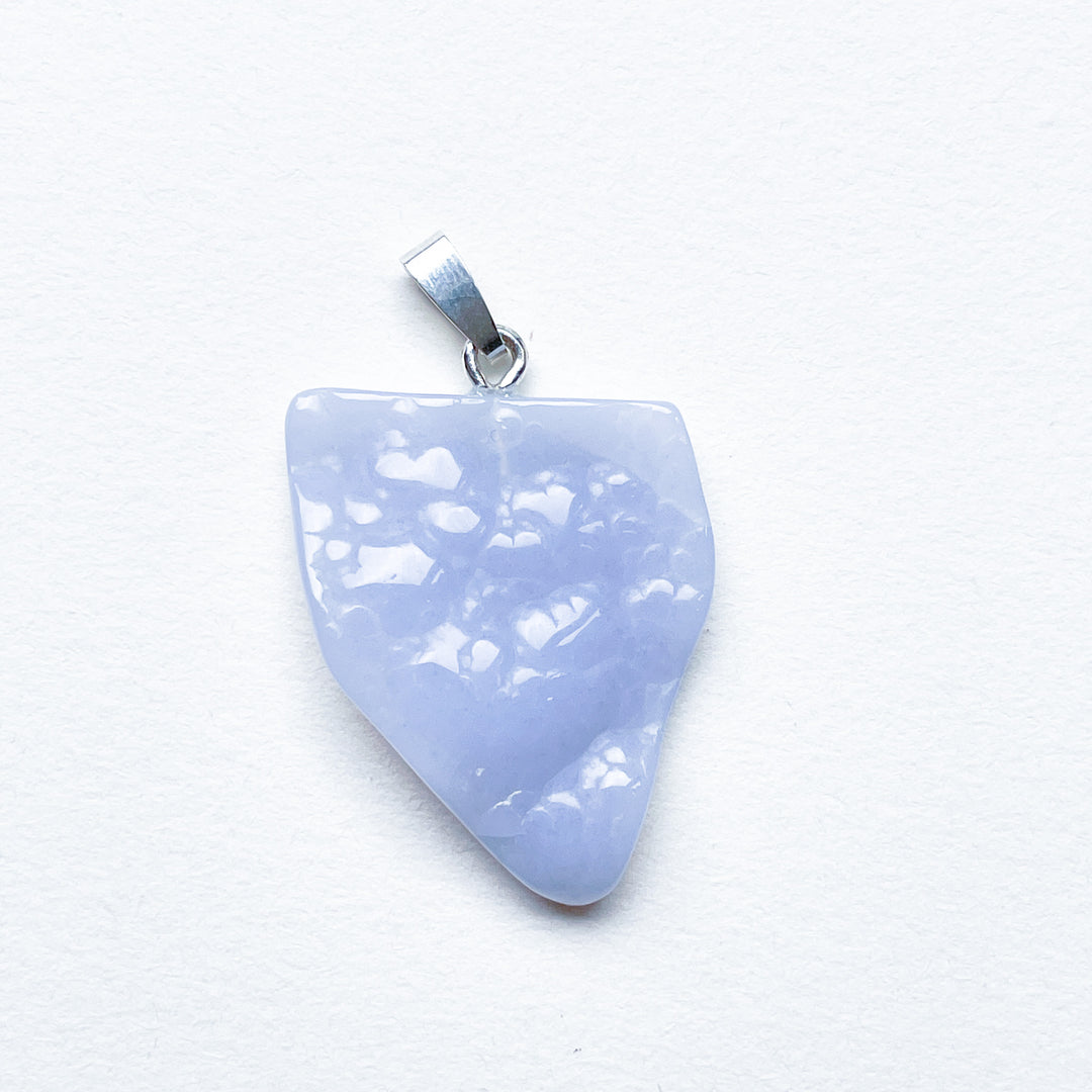 chalcedoon blue lace agaat edelsteen hanger edelsteenhanger 925 sterling zilver sieraad juweel