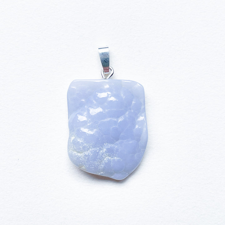 chalcedoon blue lace agaat edelsteen hanger edelsteenhanger 925 sterling zilver sieraad juweel