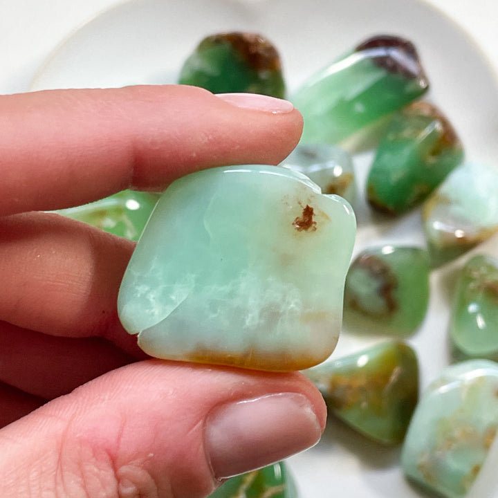 chrysopraas groene knuffelsteen trommelsteen edelsteen
