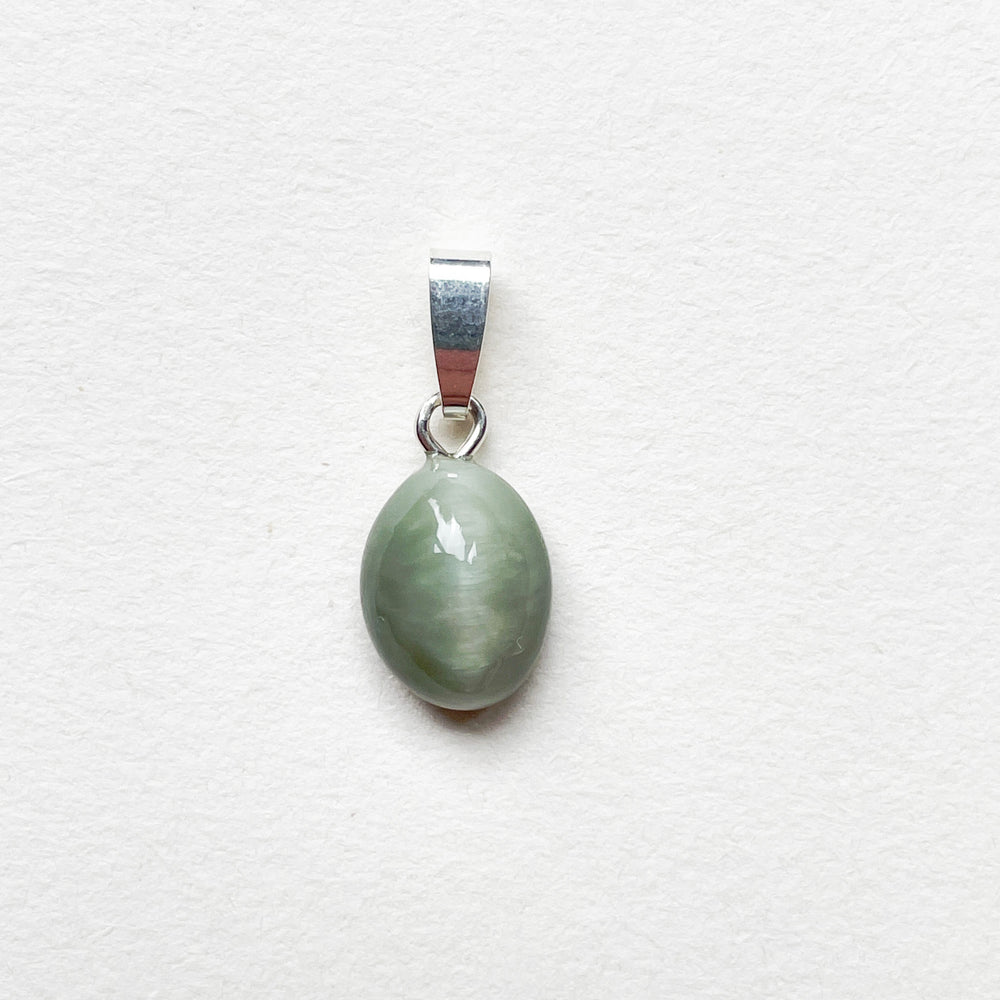 chrysoberyl kattenoog groene edelsteen hanger edelsteenhanger juweel sieraad 925 sterling echt zilver