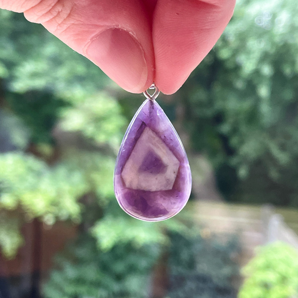 amethist chevron paarse edelsteen hanger edelsteenhanger juweel sieraad 925 sterling echt zilver