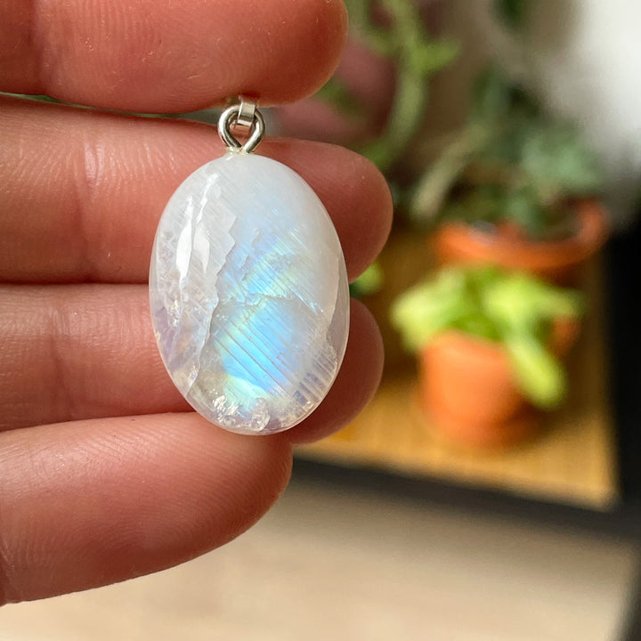 maansteen regenboog witte labradoriet edelsteen hanger 925 sterling zilver edelstenen sieraad juweel