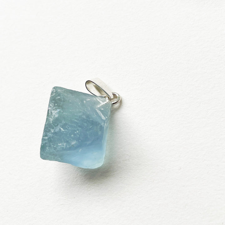 fluoriet octaëder blauwe hanger 925 sterling zilver edelstenen mineralen edelsteenhanger sieraden