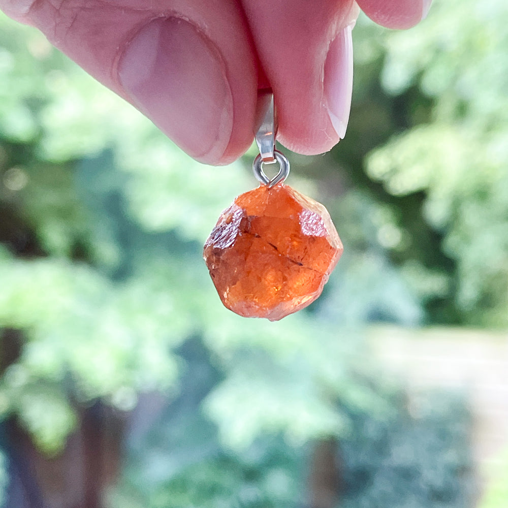 spessartine oranje granaat hanger edelsteenhanger edelstenen 925 sterling zilver sieraden
