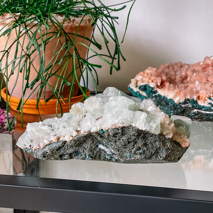 Apofyliet met Stilbiet en Giroliet cluster ruwe steen brok edelsteen edelstenen mineralen pronkstuk 