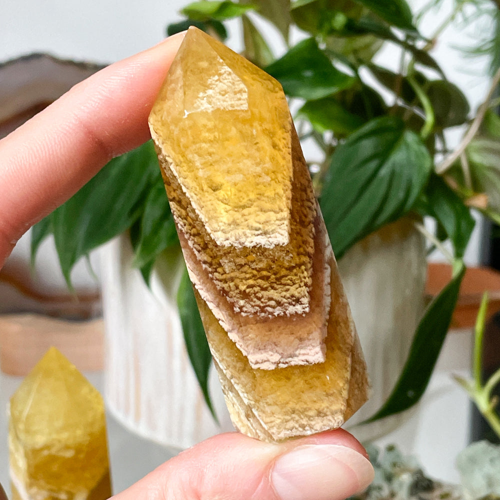 fluoriet gele toren sculptuur edelsteen mineralen