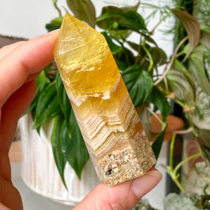 fluoriet gele toren sculptuur edelsteen mineralen