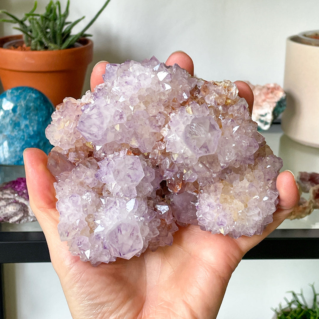 spirit kwarts cactus amethist cluster ruwe brok steen edelsteen mineralen