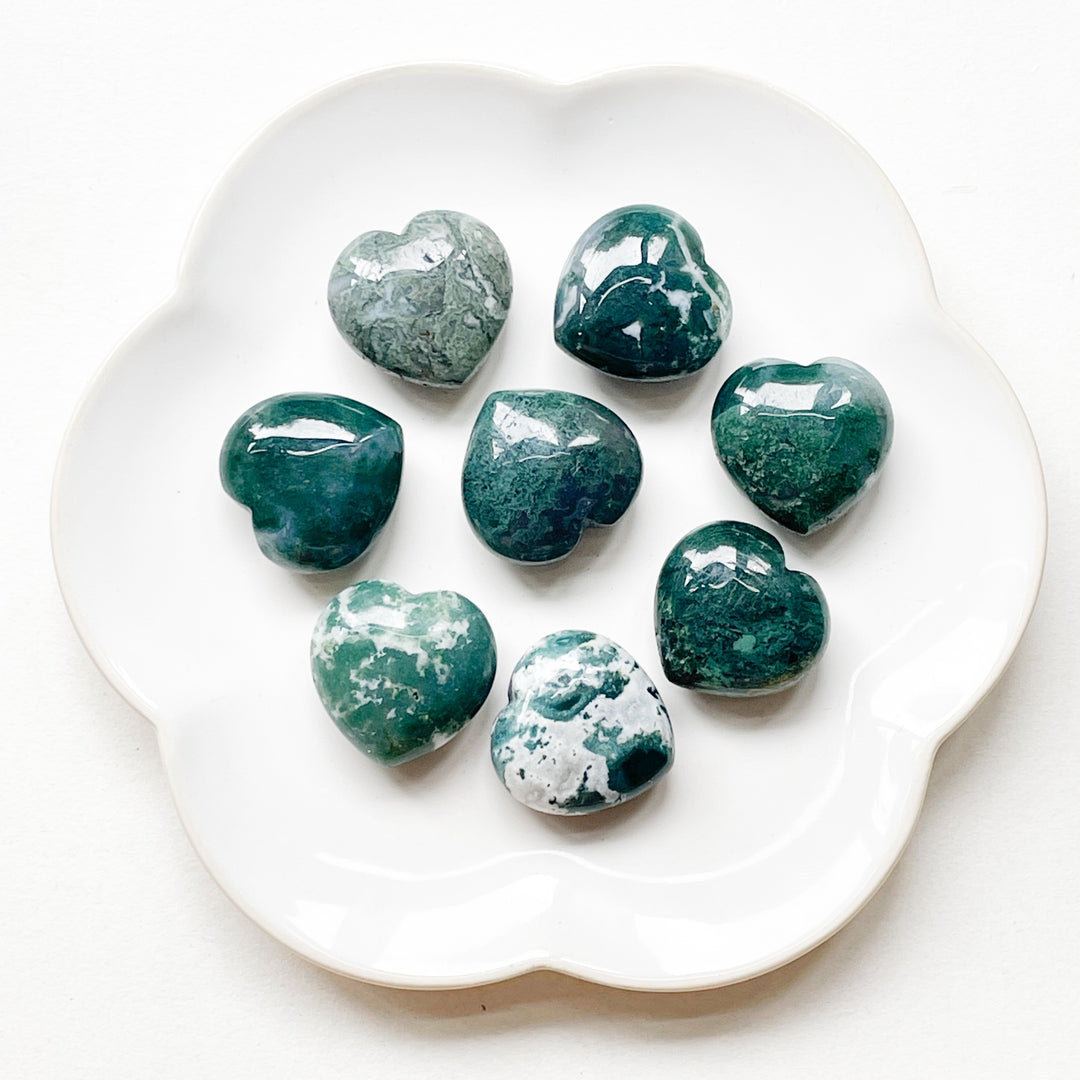mosagaat groene edelsteen hart edelstenen hartje mineralen
