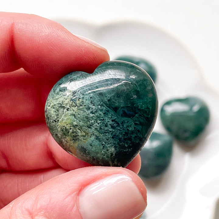 mosagaat groene edelsteen hart edelstenen hartje mineralen